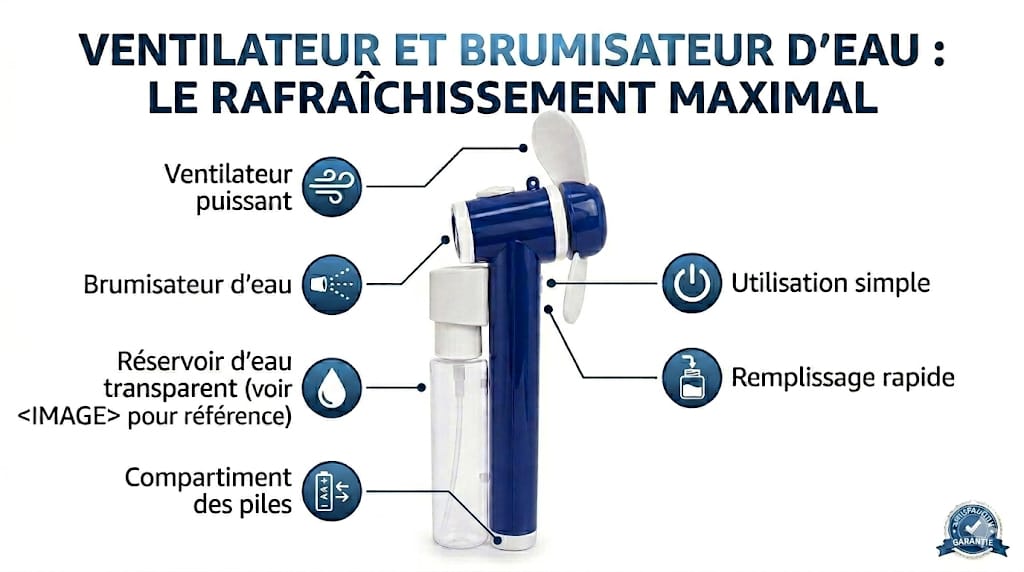 MINI VENTILATEUR BRUMISATEUR DE VOYAGE