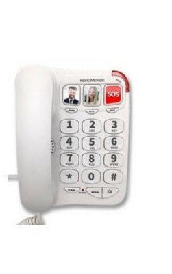 Téléphone à Grosse Touche, Volume Réglable Blanc Téléphones Fixes