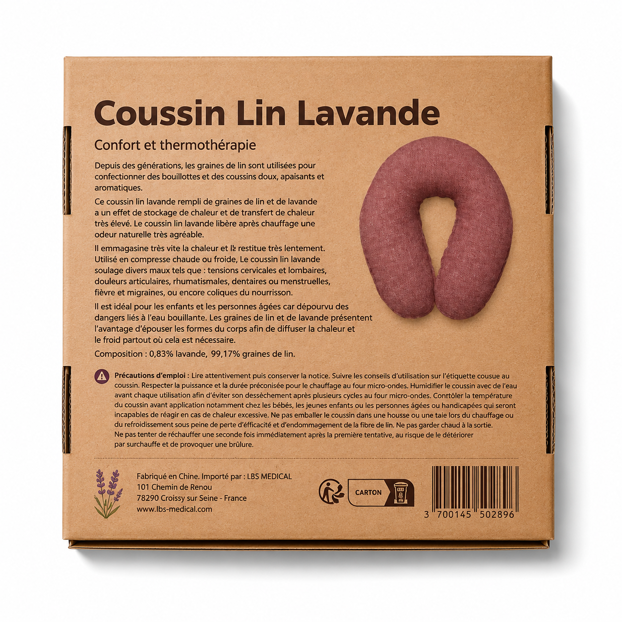 COUSSIN CERVICAL LIN / LAVANDE